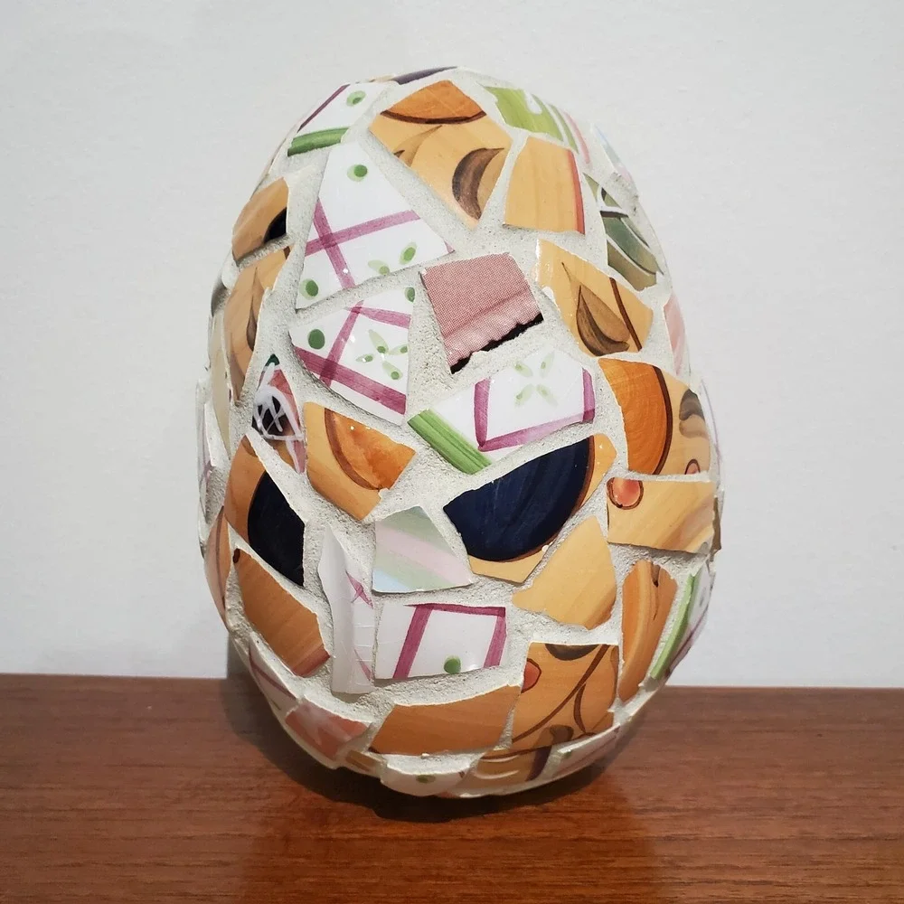 Mosaic tile egg shaped holiday home decor, spring, easter, 7